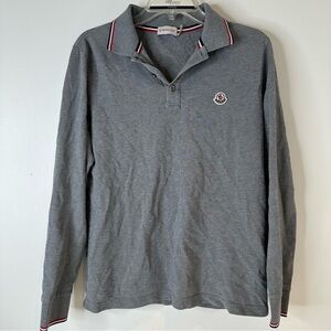 Moncler Maglia Gray Patch Long Sleeve Polo men’s size L